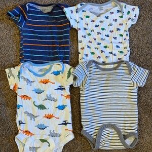 Dinosaur and Striped Baby Boy Onesies Set